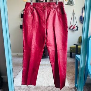 Y2K Metro Style Red Leather Motorcycle Pants